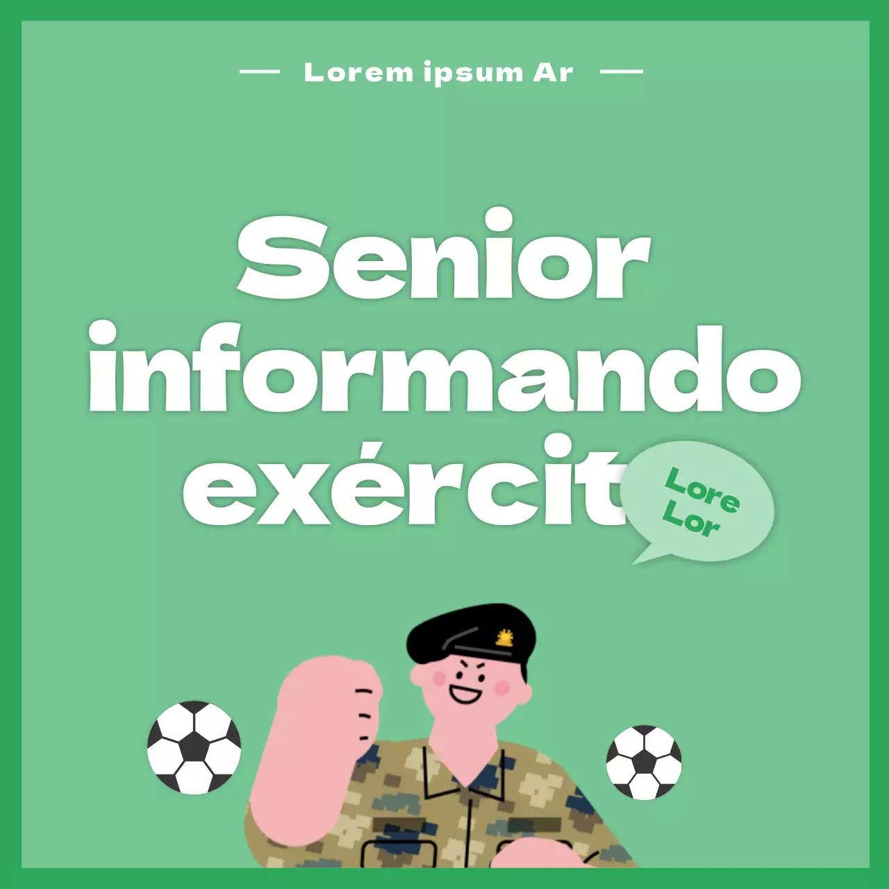  soldado verde bonito ilustração universidade clube promocional soldado cardnews