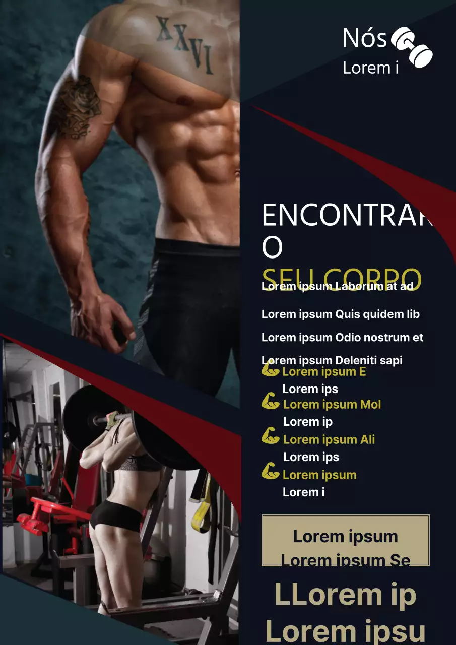 Folheto promocional de aulas de fitness em preto e elegante