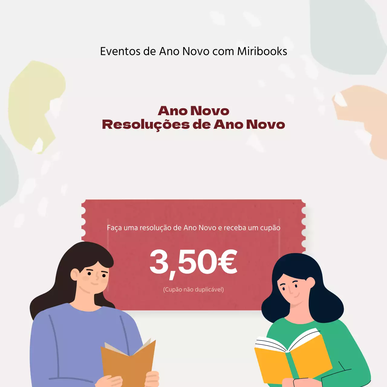 Livro de Ano Novo Pastel Cupão Giveaway Social Media Squares