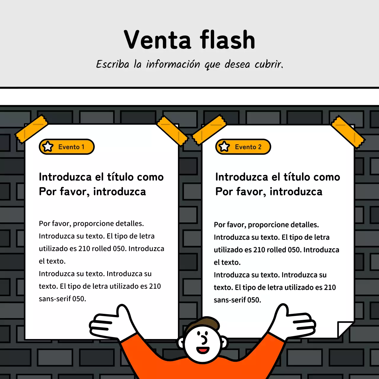 Evento básico y simpático de estilo ilustración con acentos azules, rojos y amarillos