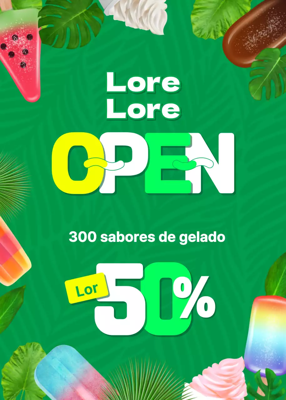 Um tema de gelado tropical verde e colorido