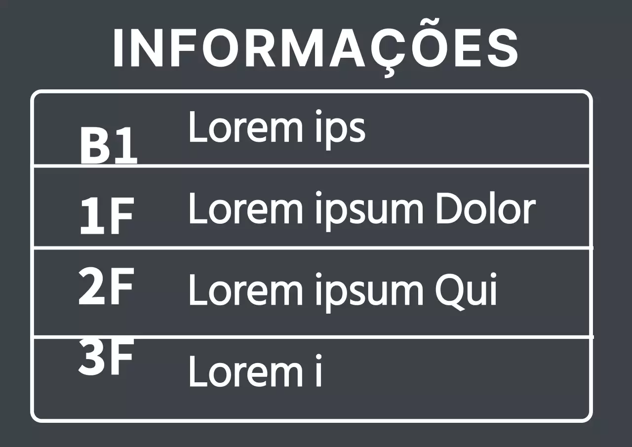 Autocolante branco simples com letras de informação sobre edifícios