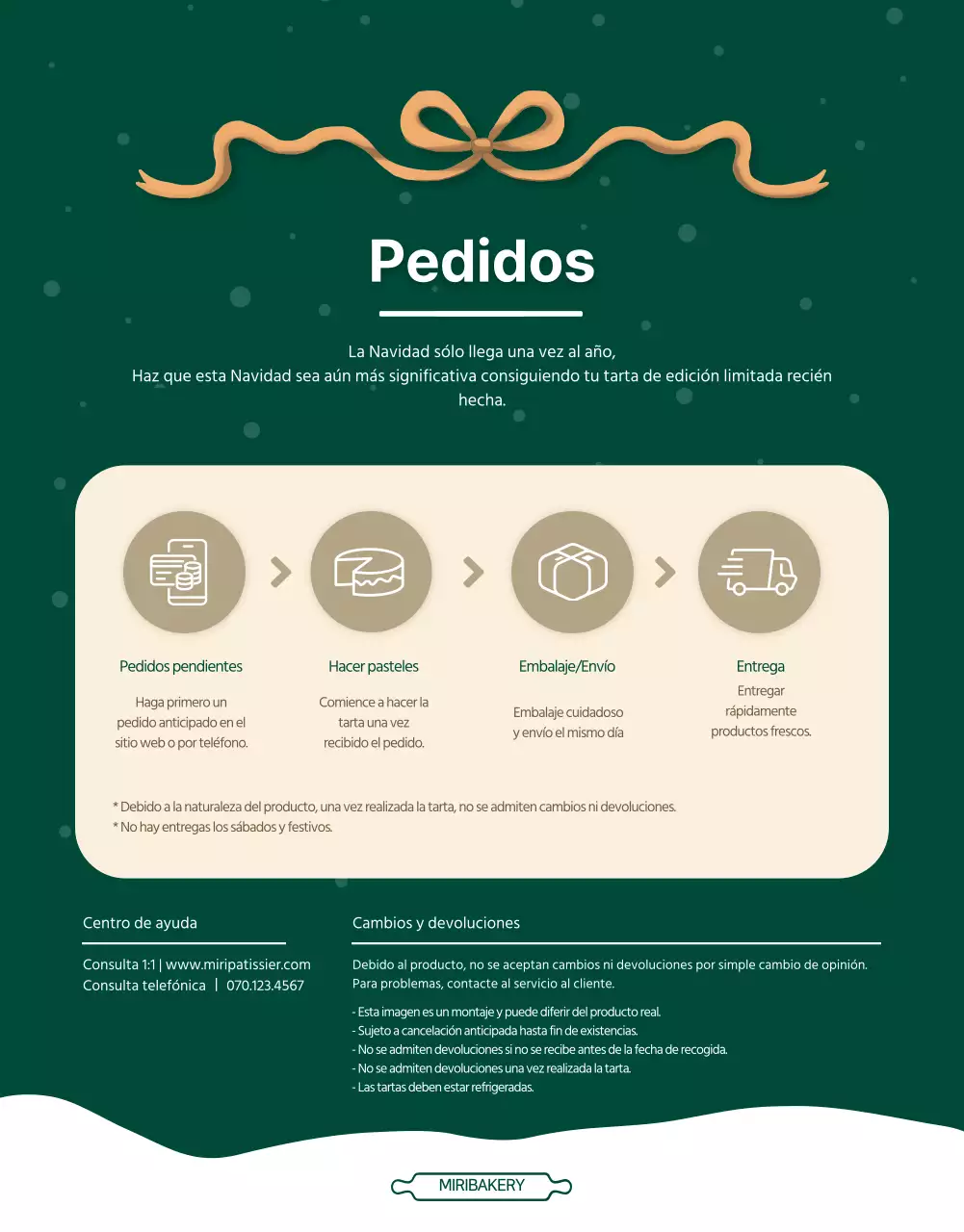 Verde Invierno Ilustración Pastel de Navidad Personalización Cena de Navidad Página Detalle