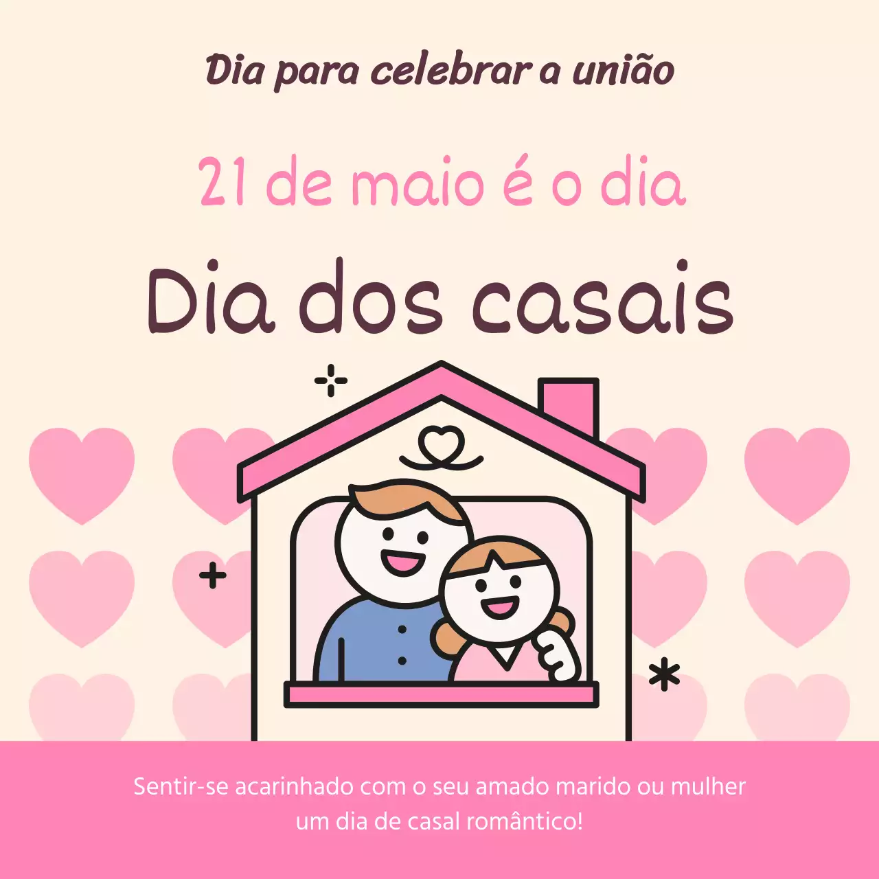 Conteúdos para o dia do casal ilustrados, cor-de-rosa e giros