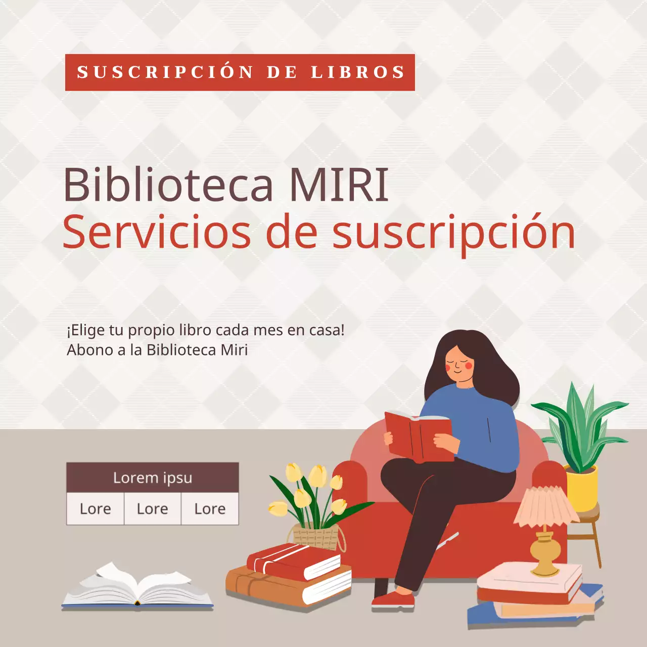Acerca del servicio de suscripción a la Biblioteca Ilustrada Beige y Rojo