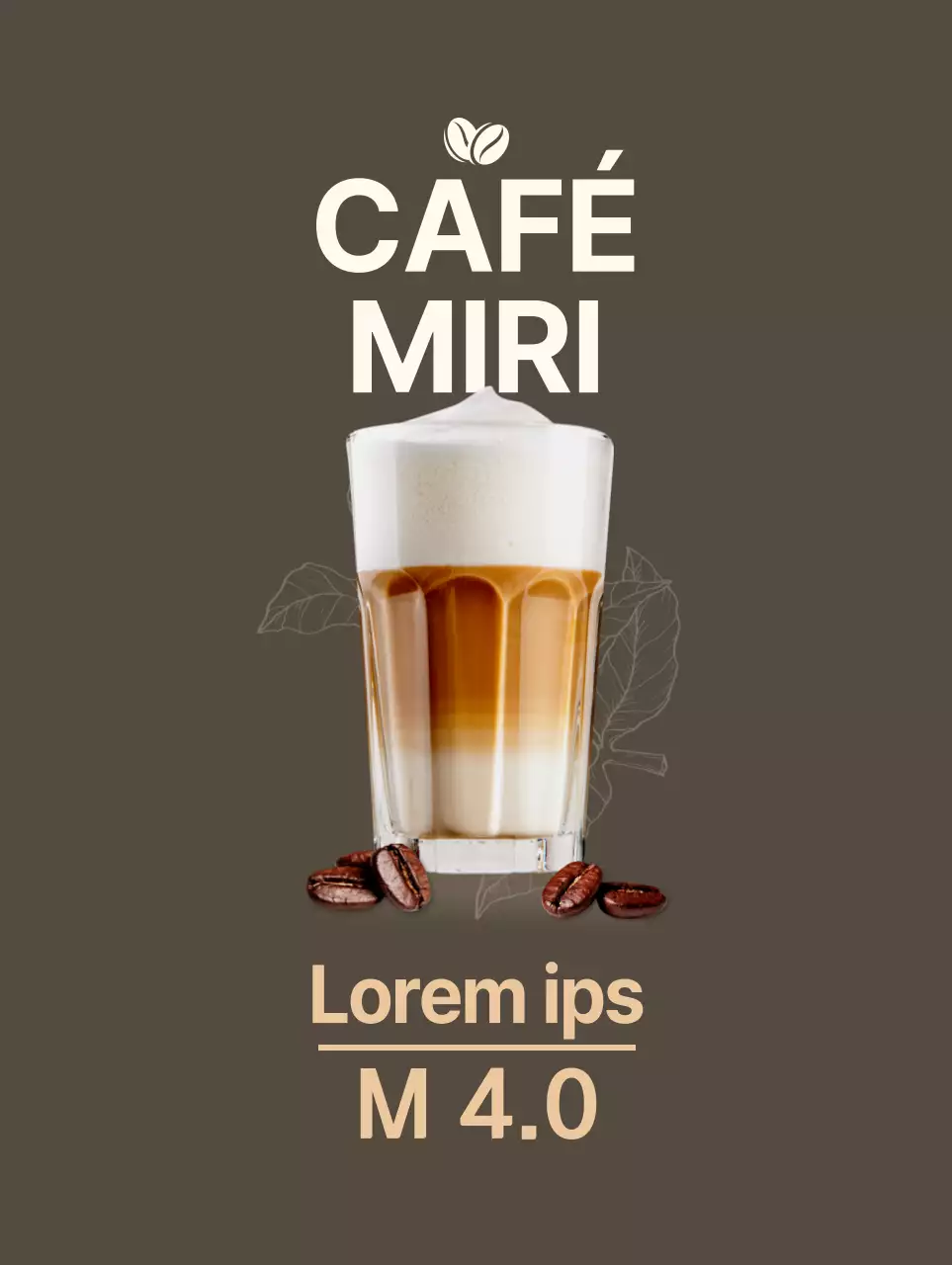 Cartaz de café simples e escuro em castanho e bege
