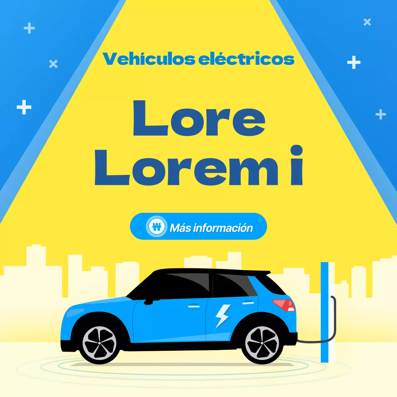 Explicar cómo pagar la recarga del coche eléctrico con un toque de amarillo y azul