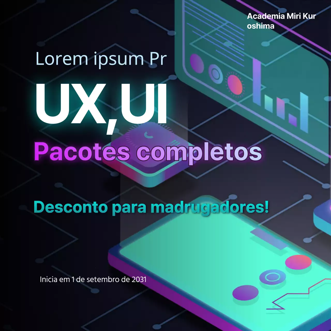 Banner de vídeo animado GIF de saldos de regresso às aulas em roxo e azul-petróleo