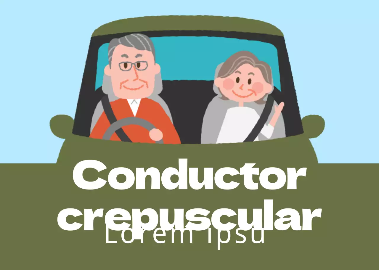 Azul claro verde ilustración pareja de ancianos conducción segura