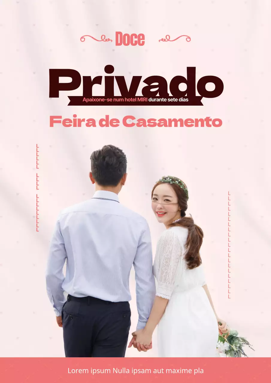 Promover uma feira de noivas com fotografias de noivos cor-de-rosa