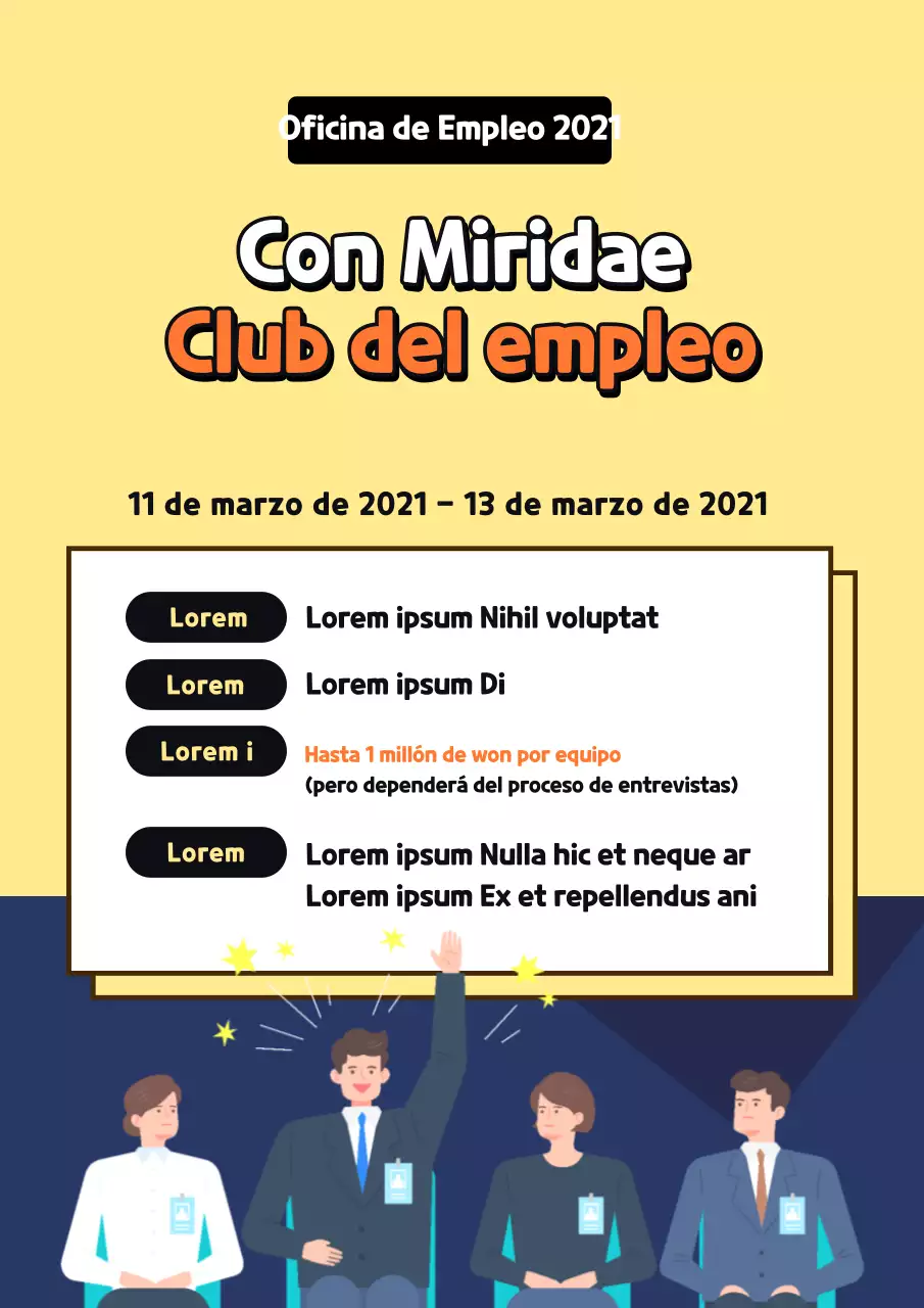 Una guía en blanco y amarillo de los clubes de empleo universitarios