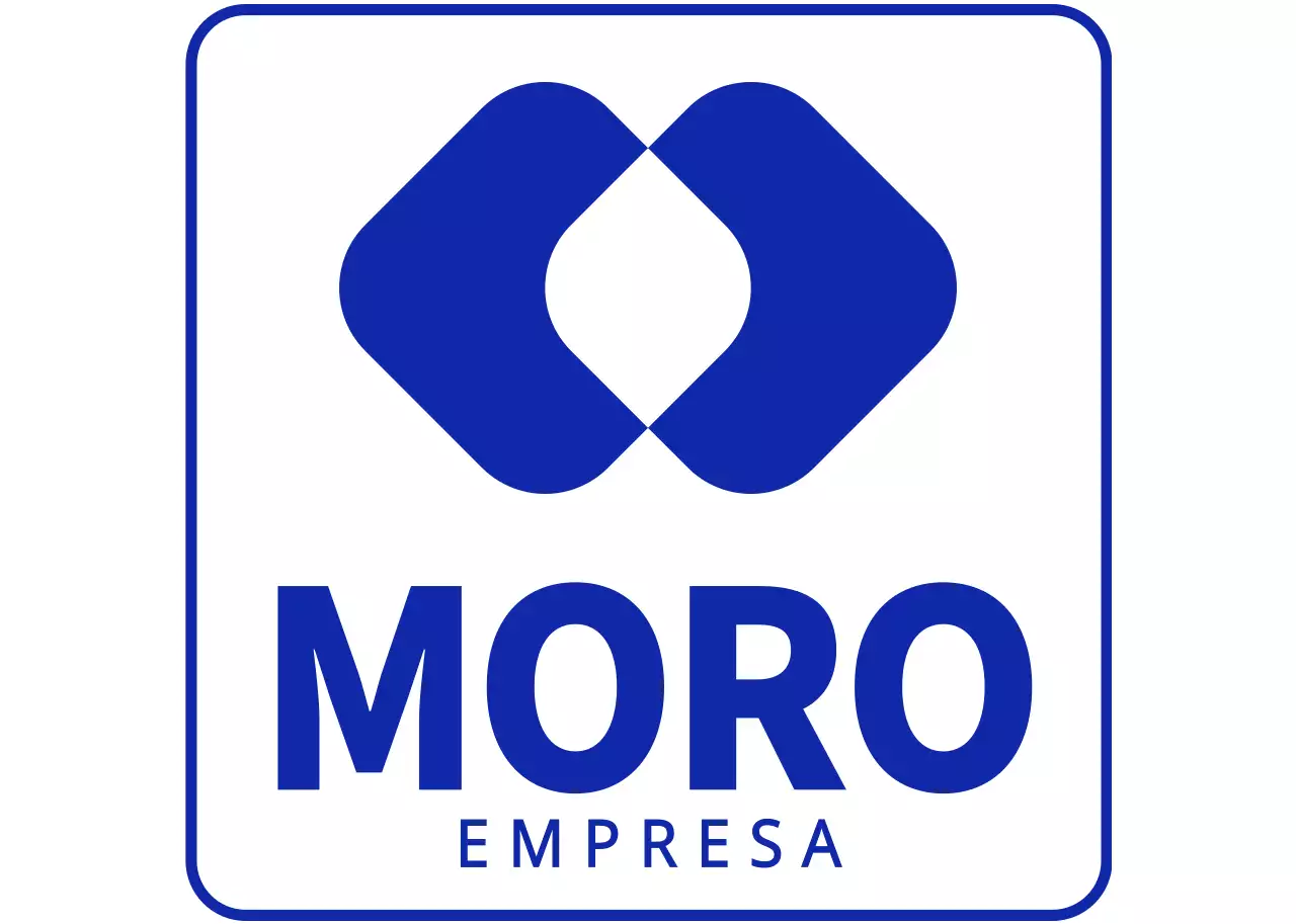 Logótipo empresarial simples em branco e azul-marinho