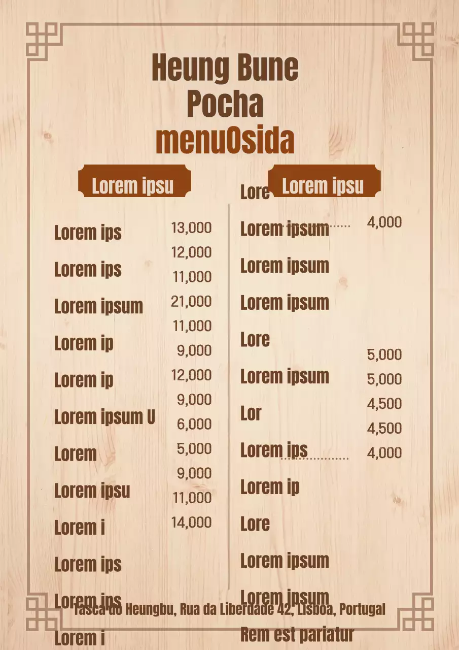 Menu yakitori em madeira castanha