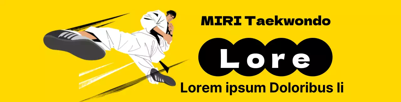 Ilustração amarela para promover a escola de Taekwondo