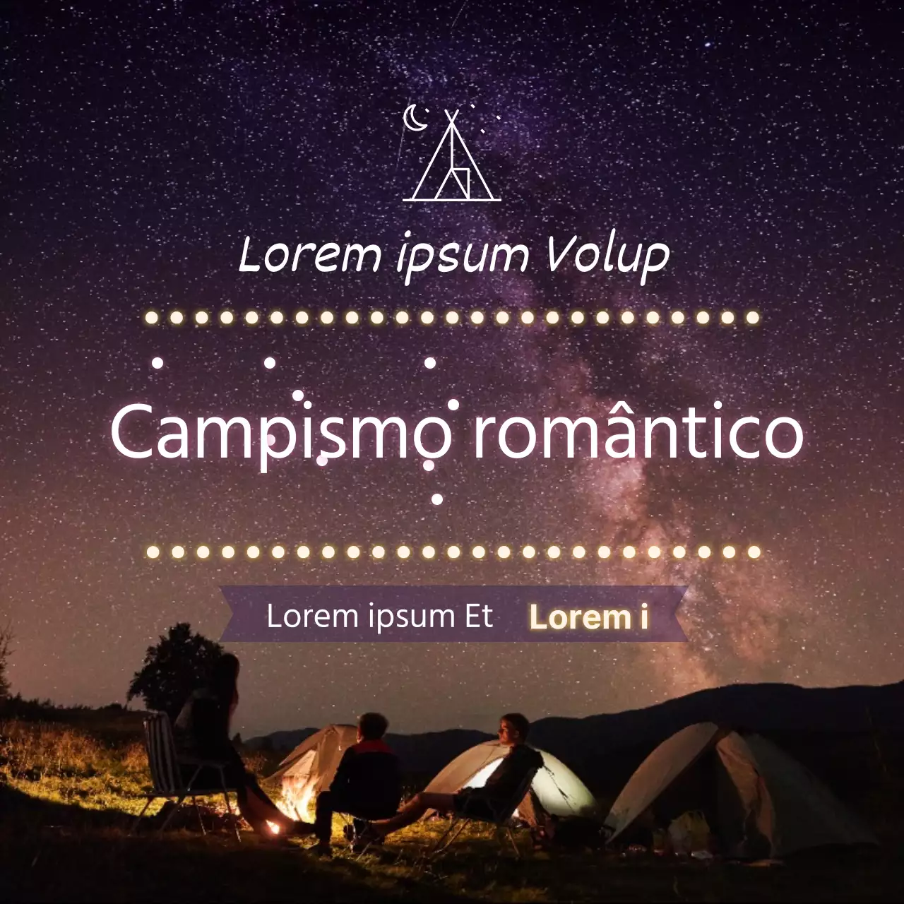 Fundo roxo com gradiente para fotografia de acampamento romântico
