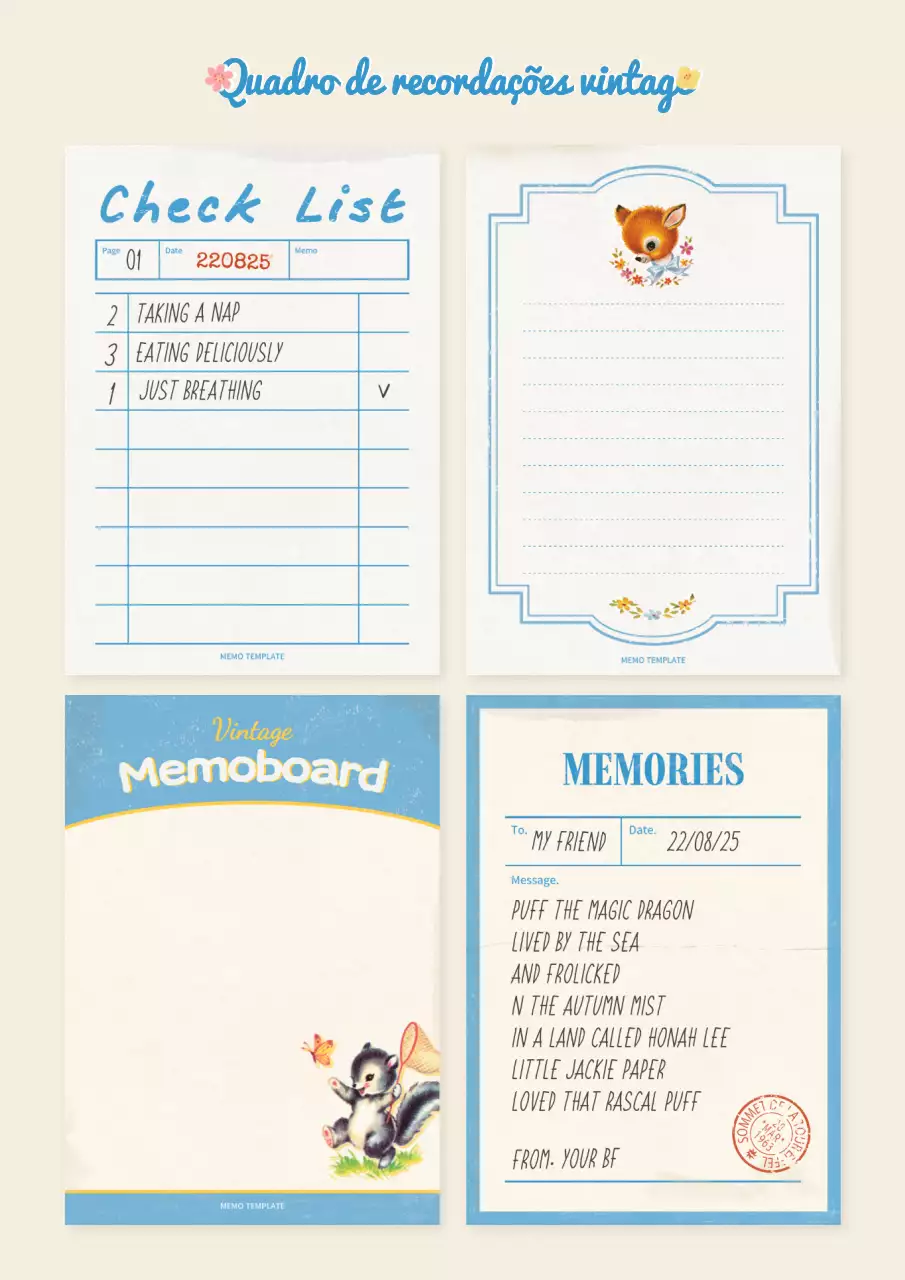 Pacote de layout de conceito de bloco de notas vintage azul claro