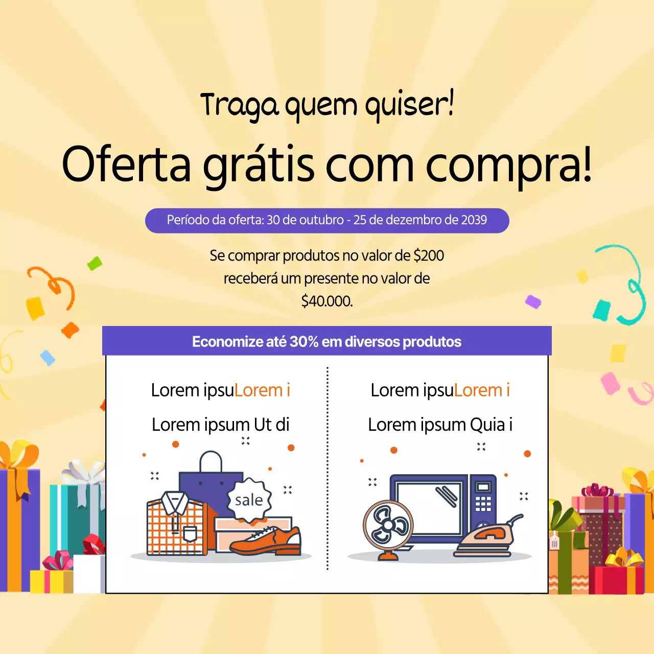 Vale-presente para compra de produtos