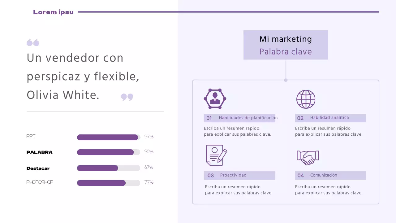 Una cartera limpia de diseño de marketing