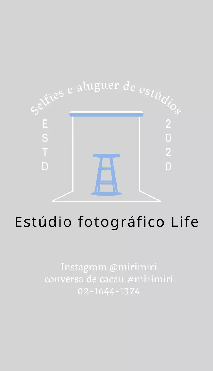 Linhas azuis e simples para promover uma sessão fotográfica de ilustração em estúdio