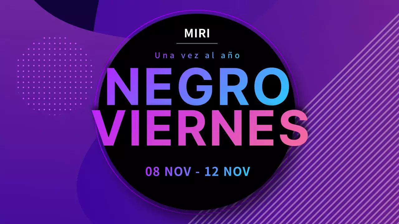 Banner del evento Black Friday en morado y negro