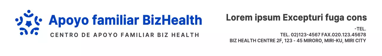 Símbolo azul y negro de estilo limpio para informar y promocionar la información del centro de apoyo familiar