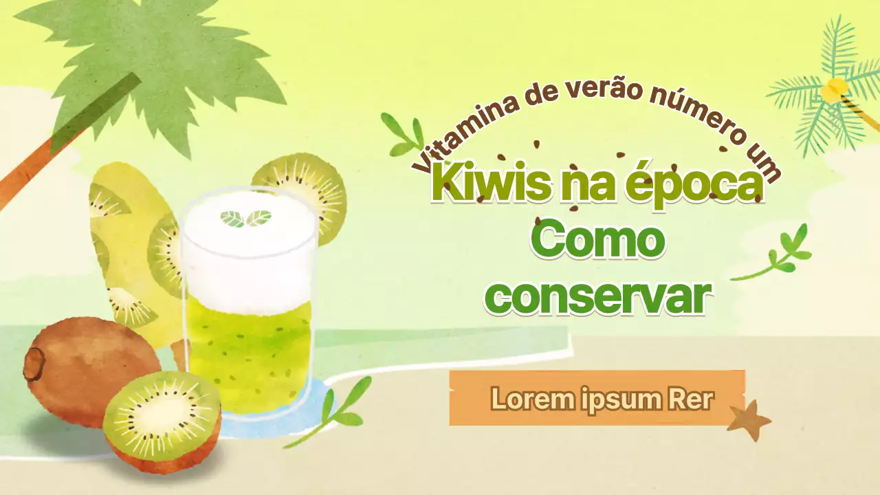 Como guardar o tema kiwi com um conceito de ilustração em aguarela verde