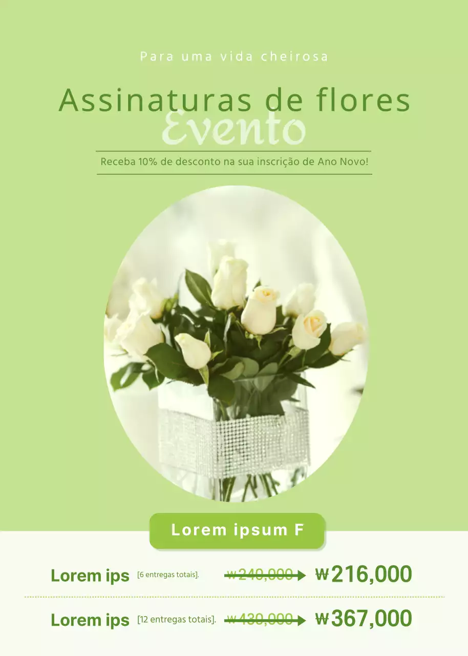 Pop-up de evento de subscrição de flores verde-limão