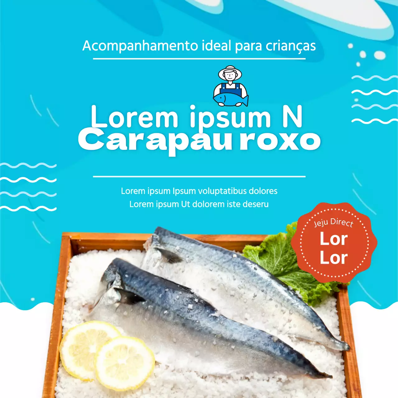 Promover os alimentos sazonais de inverno com um conceito de mar azul