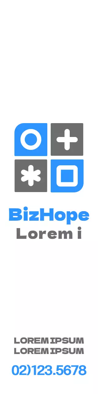 Simples, limpo, formas e símbolos estilo de combinação de logótipo em azul e cinzento escuro Promoção e promoção hospitalar