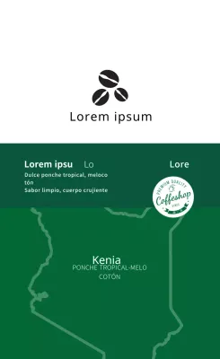 Ilustración verde limpio café café etiqueta de grano