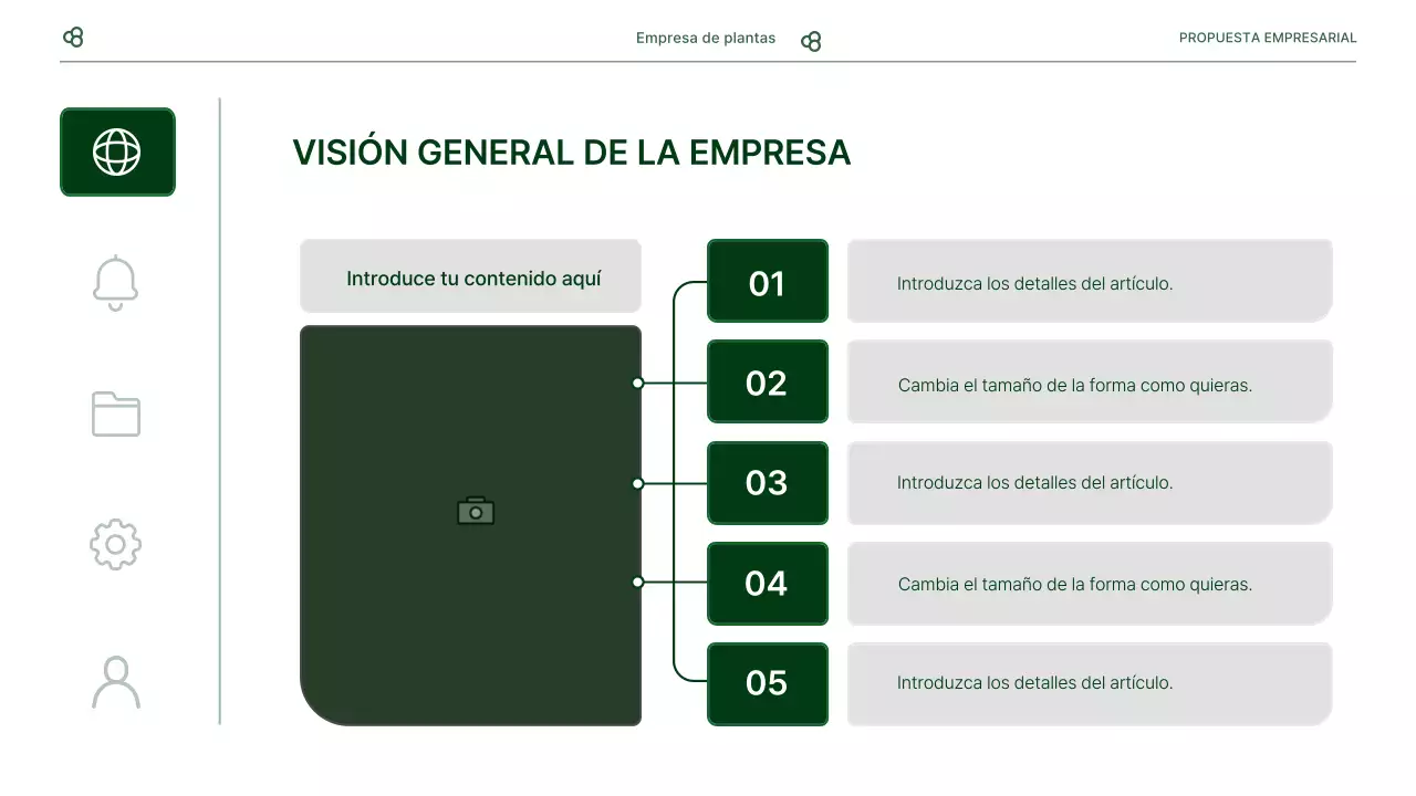 Propuesta de negocio de negocios en blanco y verde concepto de hoja natural