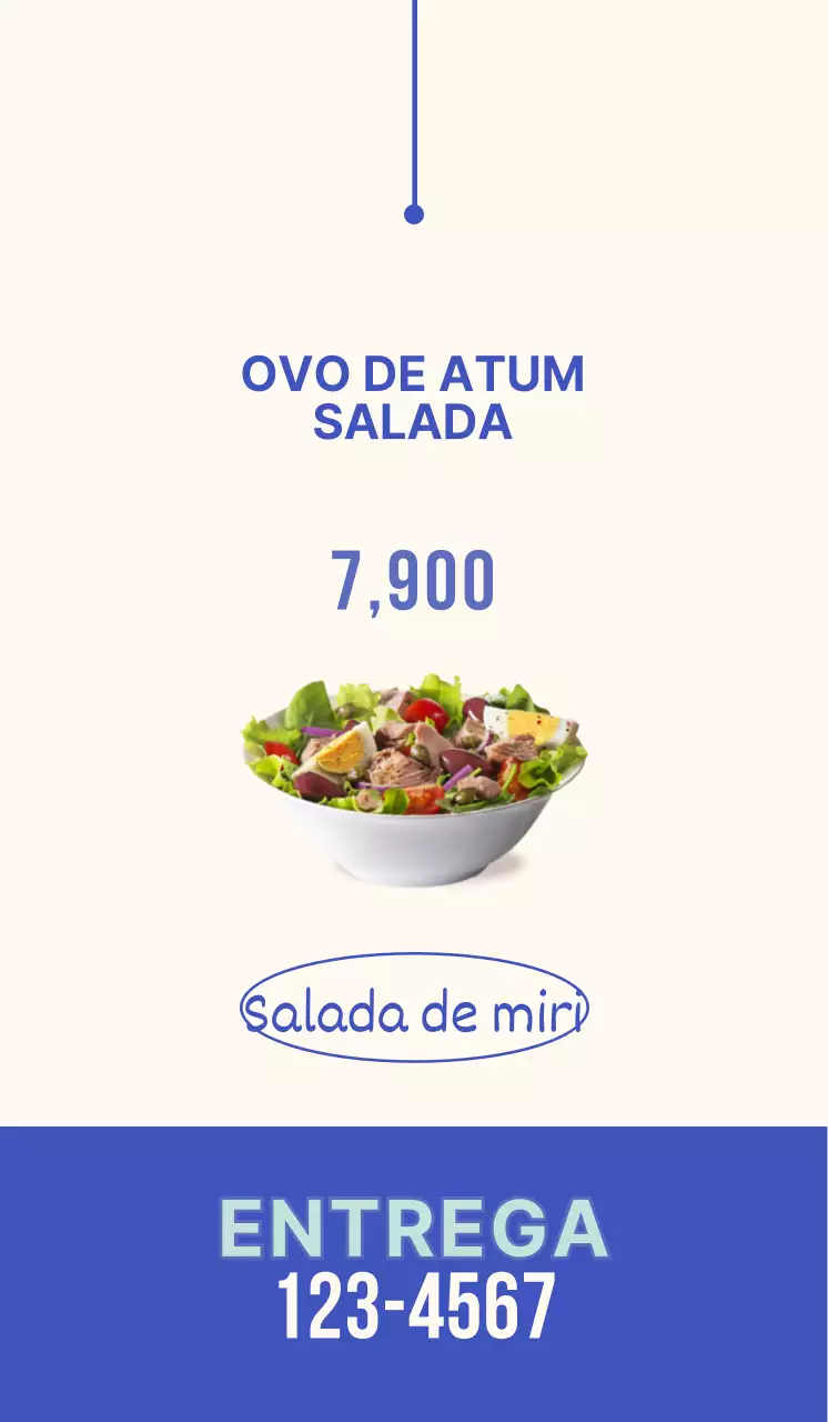 Promover um restaurante de saladas com um estilo emocional em azul