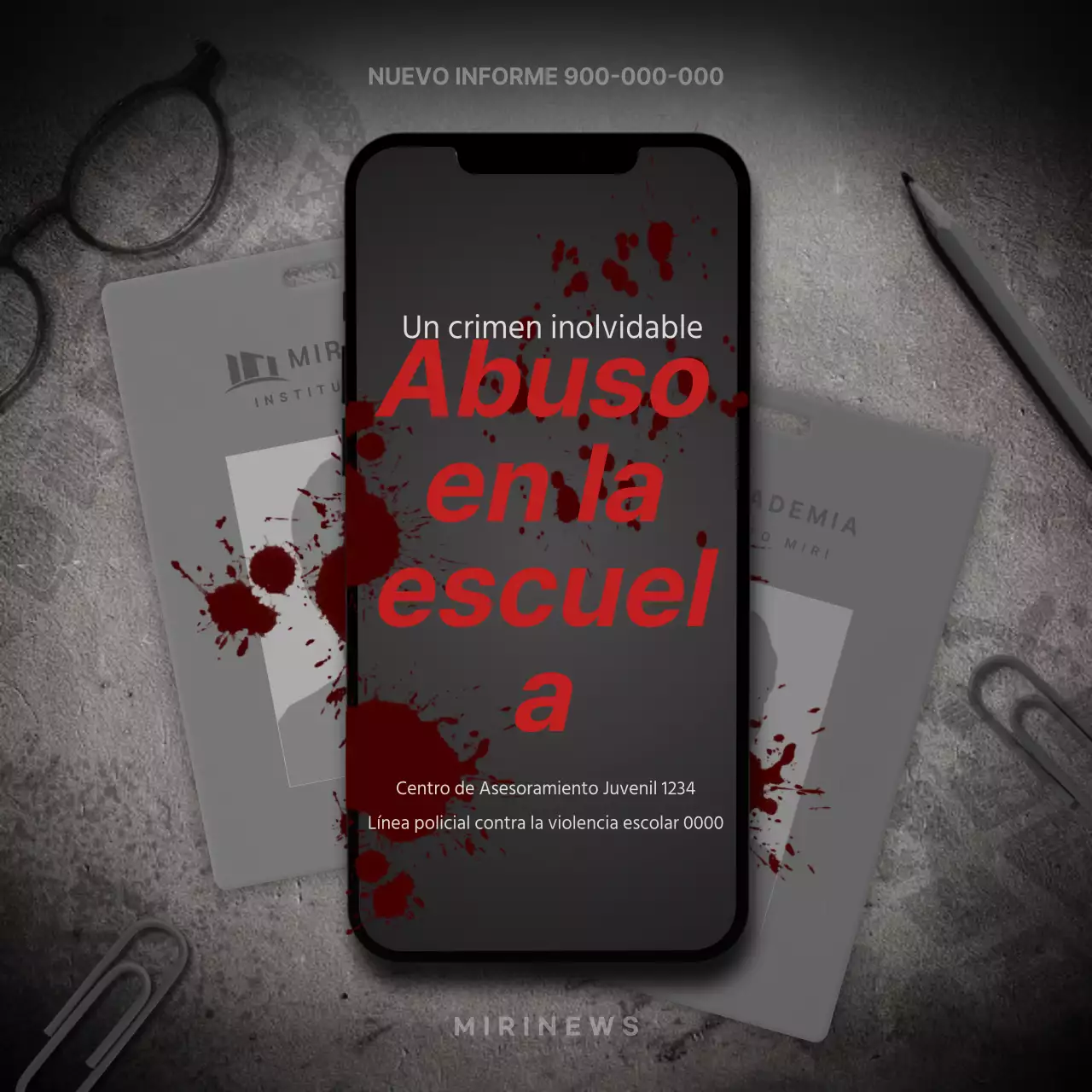 violencia escolar en gris y rojo