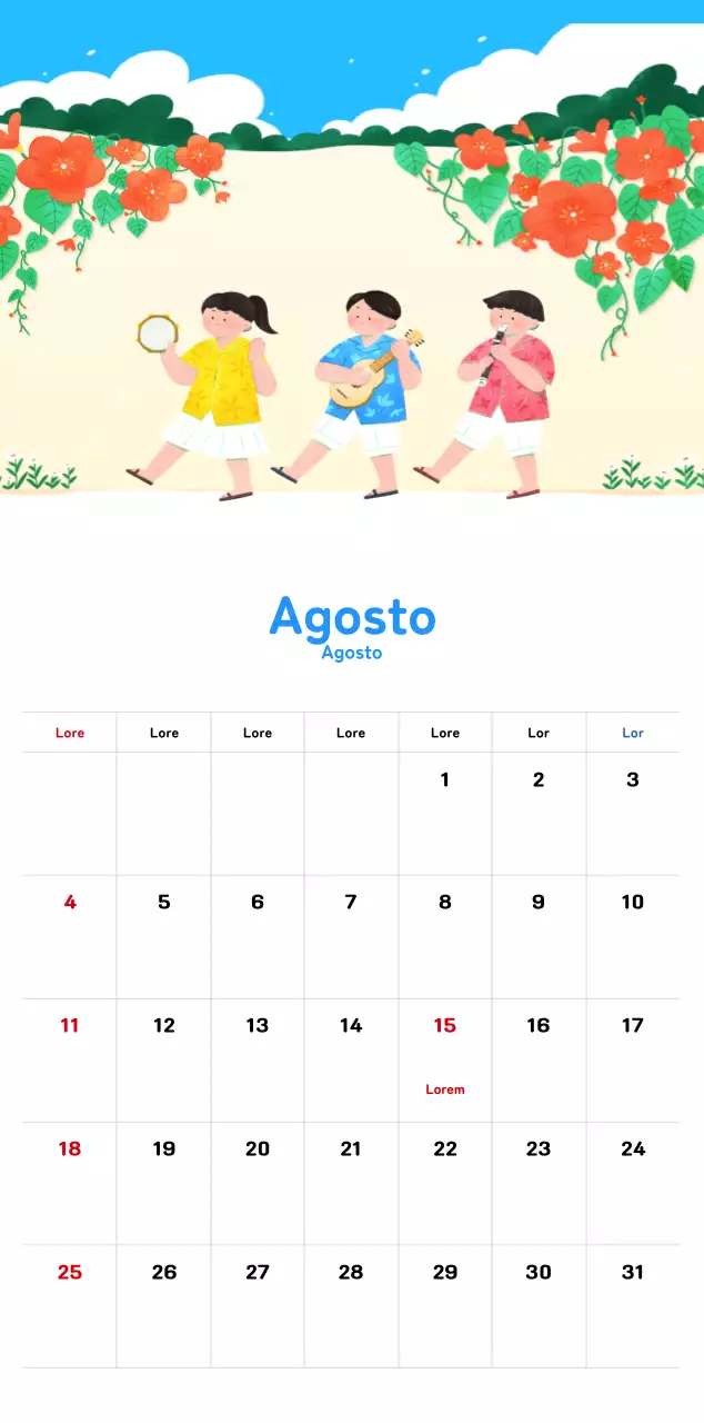Un cálido calendario ilustrado de Año Nuevo
