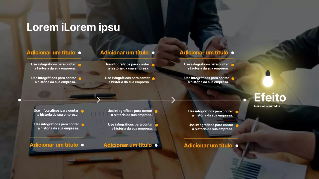 Infografia simples da espinha de peixe empresarial em cor de laranja