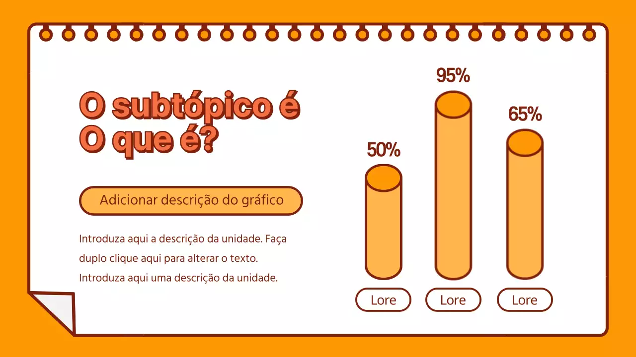 Gráficos de barras ilustrados a laranja e amarelo
