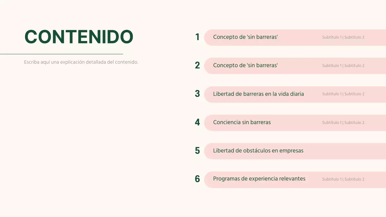 Presentación sencilla de tareas sin barreras en beige y verde