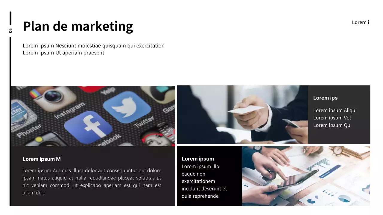 Informe de planificación del stand en blanco y negro