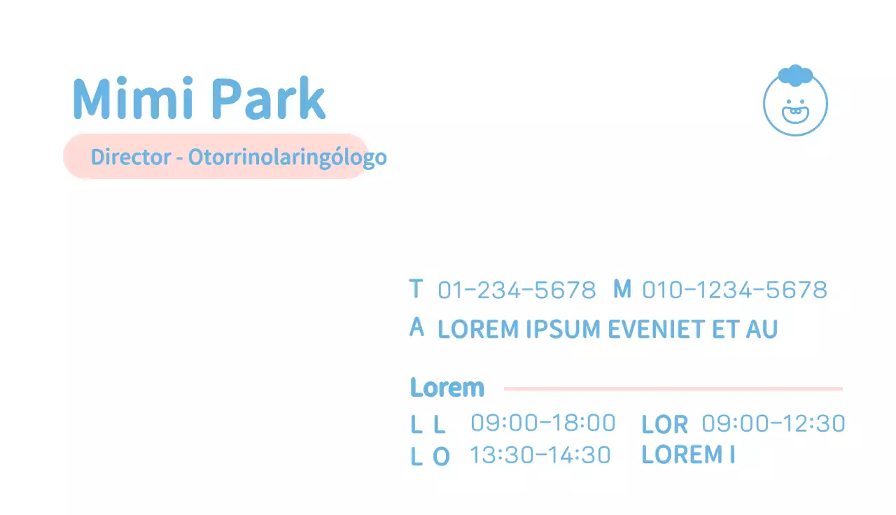 Hospital pediátrico sencillo con ilustración infantil en azul claro y rosa