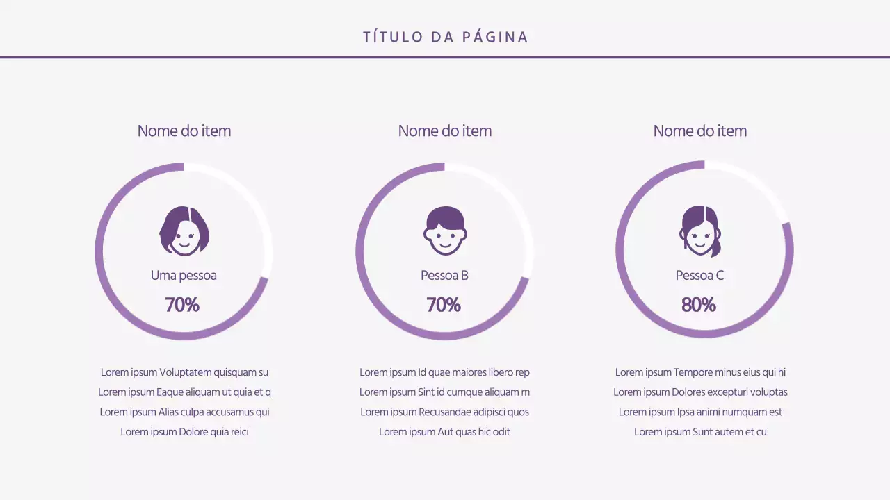 Gráfico infográfico de donuts roxos