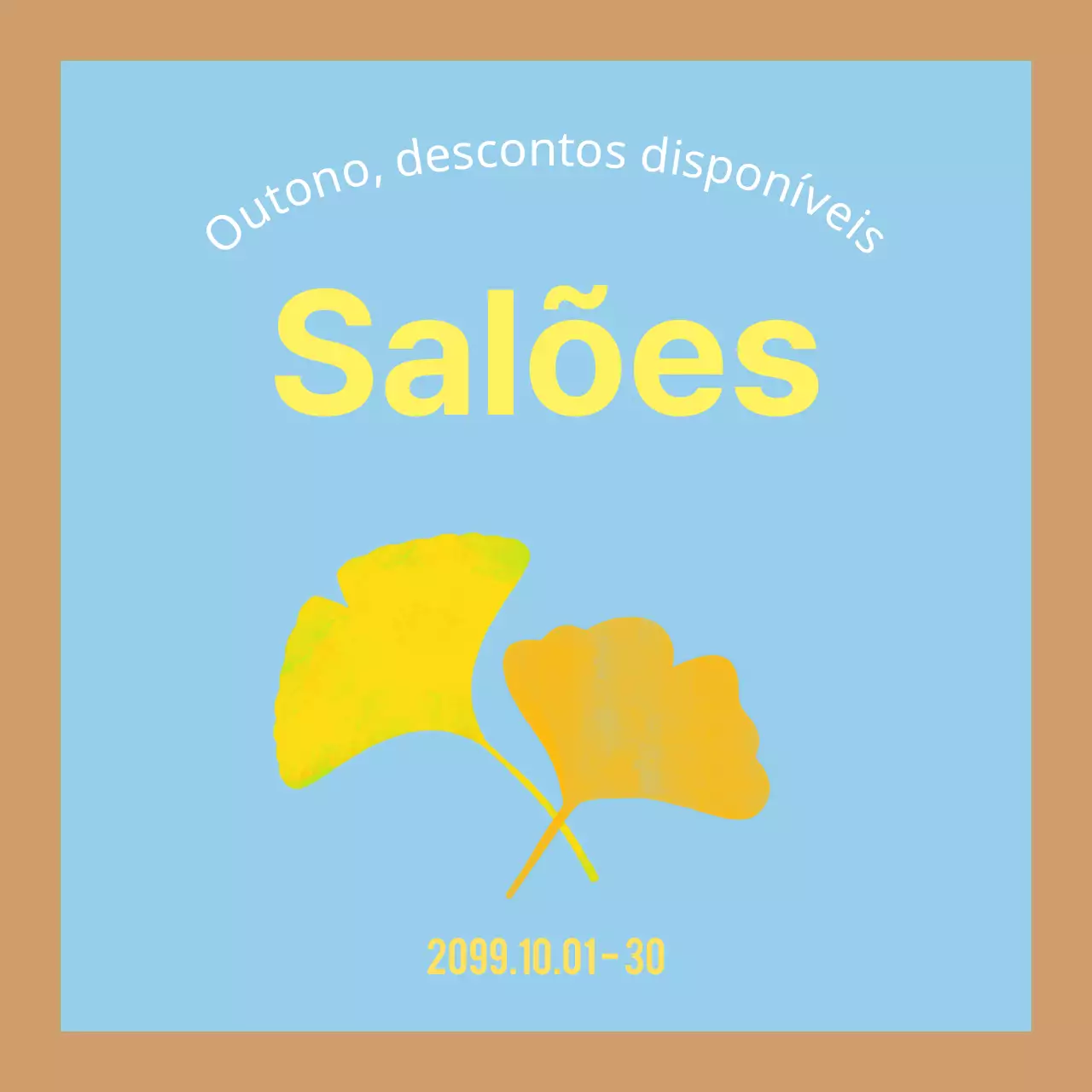 Promova os seus saldos de outono com um fundo minimalista em castanho e azul claro