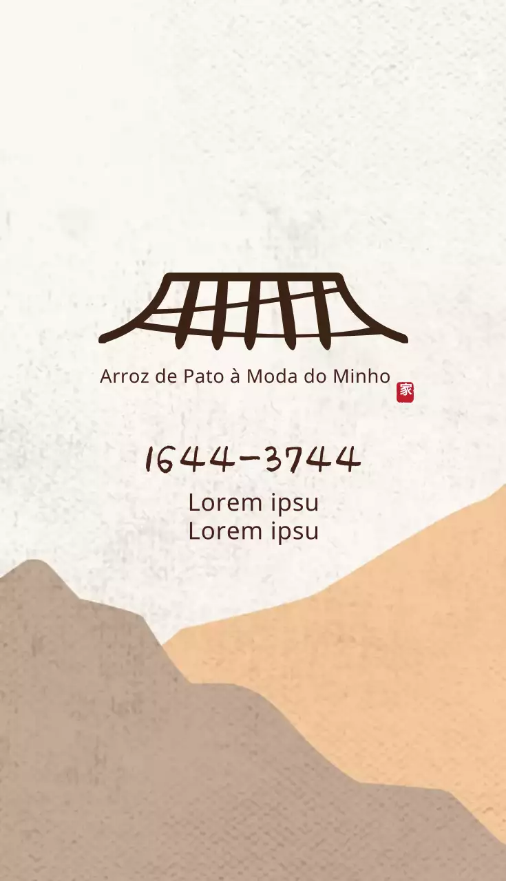 Ilustração castanha laranja logotipo restaurante cartão de visita