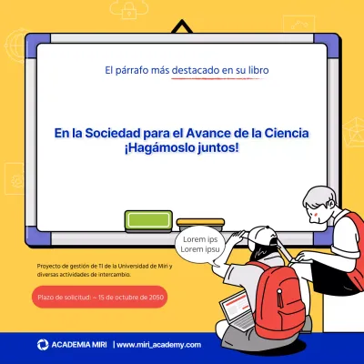 Convocatoria de candidaturas para la conferencia sobre el concepto de ilustración amarillo y azul
