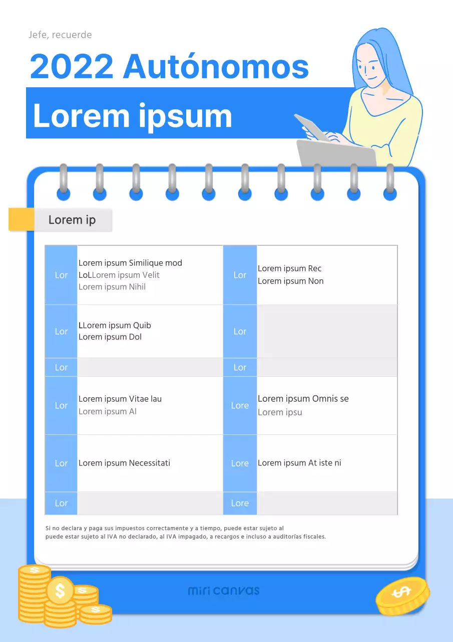 Cartel azul del andamio de la declaración de la renta de los autónomos