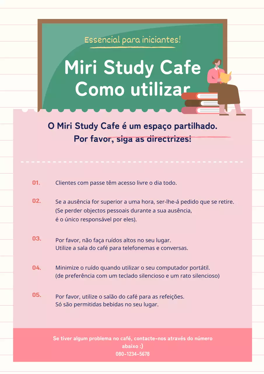 Um letreiro de café com um tema de quadro de giz cor-de-rosa e verde