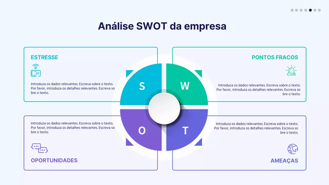 Ícone de gradiente azul e roxo SWOT