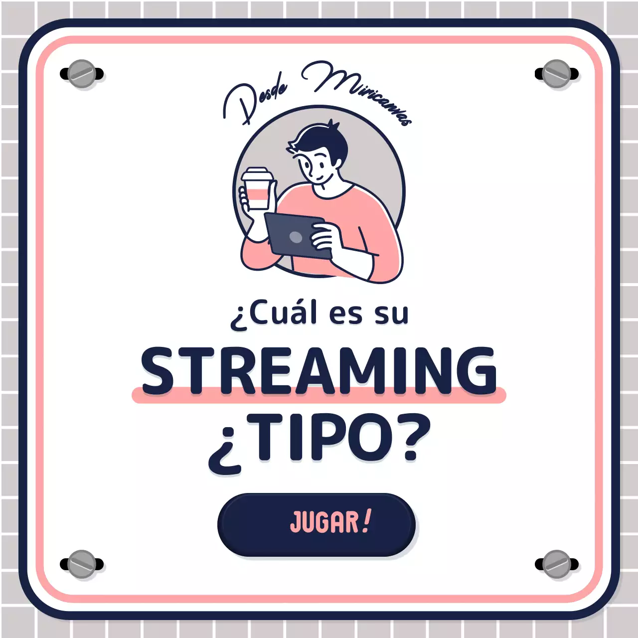 Test de texto sencillo en rosa malva azul marino