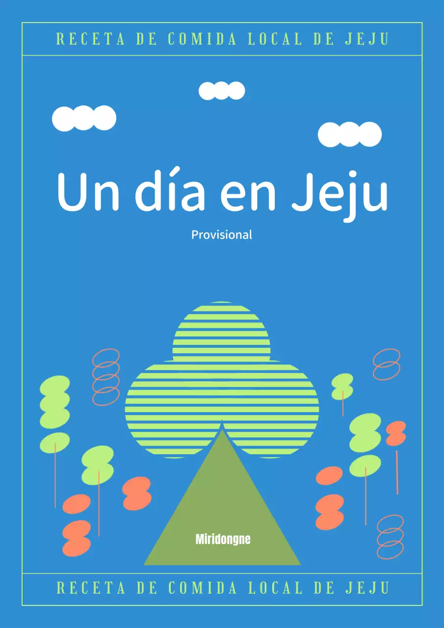 Recetas de comida de Jeju con un diseño sencillo en azul claro