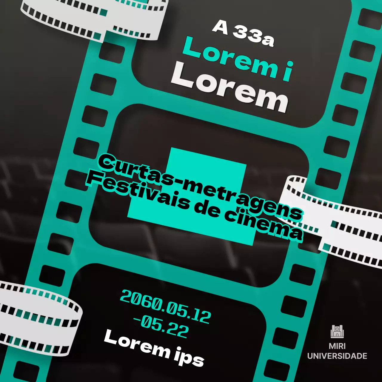 Promover o festival de cinema num estilo de filme a menta e a preto e branco