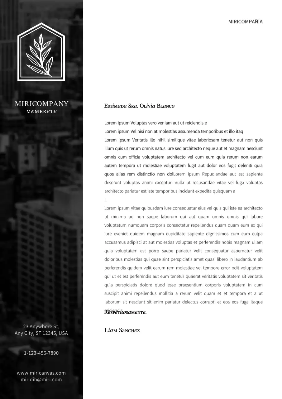 Concepto moderno de papel con membrete en blanco y negro